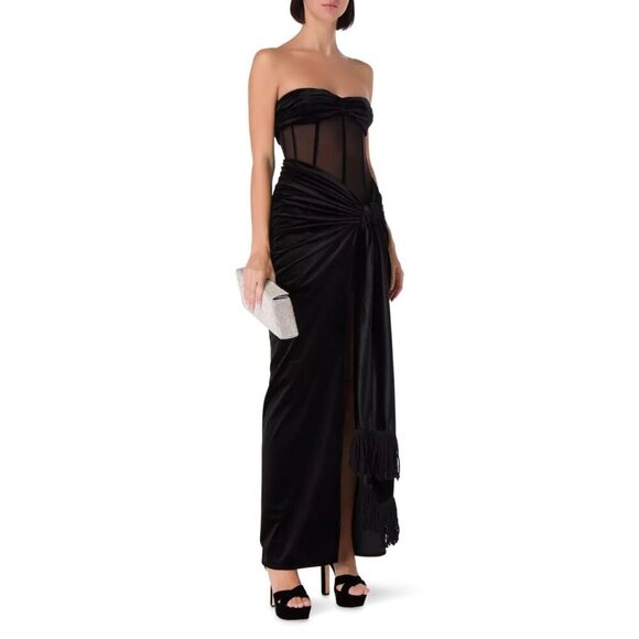 Bronx and Banco Gina Gown in Black Small New Womens Velvet Long Maxi Dress - Picture 15 of 16